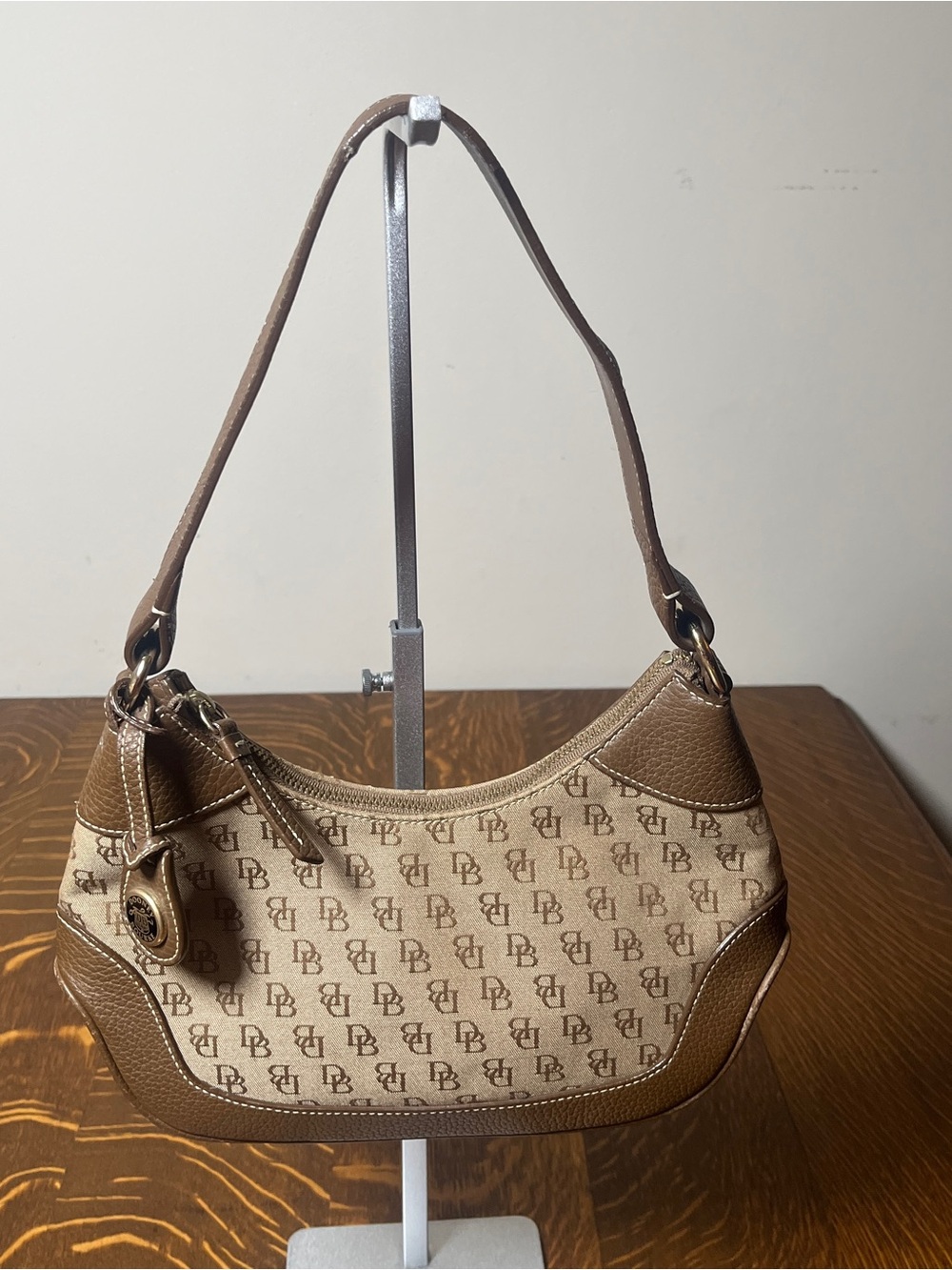 Dooney & Bourke Brown and Cream Signature Shoulder Bag